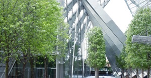 Modern Office Building with Trees