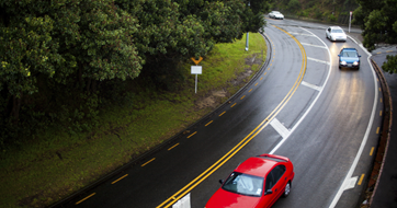 Red car on highway